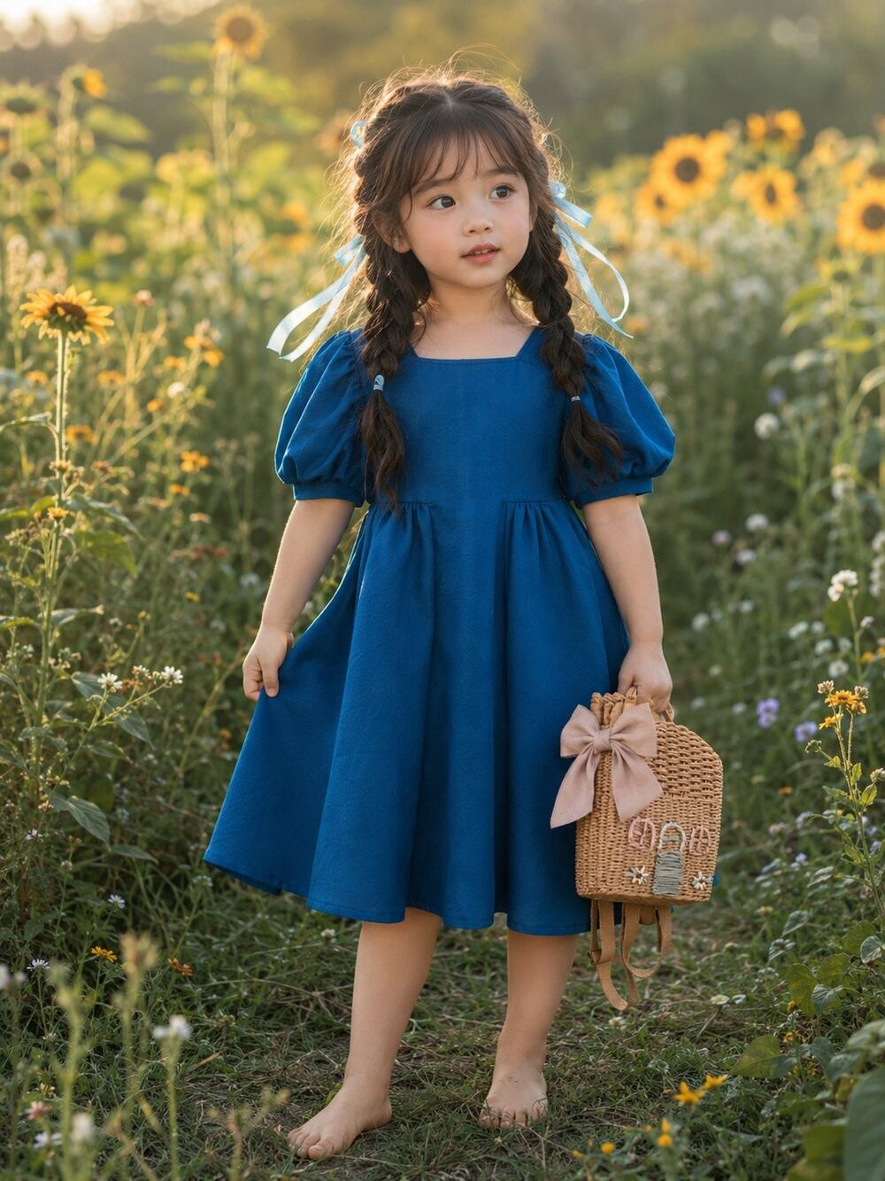 Capture The Moments Floaty Puff Slv Open + Tie Back Dress 4T